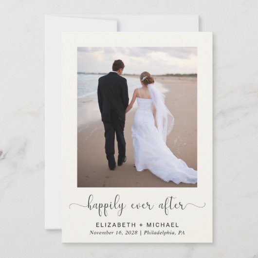 Elegantes Foto QR Code Cream Wedding Reception Einladung (Vorderseite)