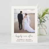 Elegantes Foto QR Code Cream Wedding Reception Einladung (Stehend Vorderseite)