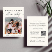 Elegantes Foto QR Code Cream Wedding Reception Einladung