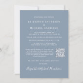 Elegantes Foto QR Code Dusty Blue Wedding Receptio Einladung (Rückseite)