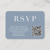 Elegantes Foto QR Code Dusty Blue Wedding RSVP Begleitkarte (Vorderseite)