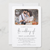 Elegantes Foto QR Code Hochzeit Einladung (Vorderseite)