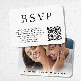 Elegantes Foto QR Code Hochzeit RSVP Begleitkarte