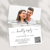 Elegantes Foto QR Code Hochzeit RSVP Begleitkarte