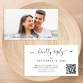 Elegantes Foto QR Code Hochzeit RSVP Begleitkarte