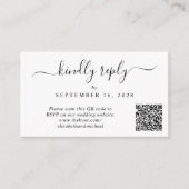 Elegantes Foto QR Code Hochzeit RSVP Begleitkarte (Vorderseite)