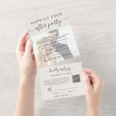 Elegantes Foto QR Code Hochzeitsempfang All In One Einladung (Abreißen)