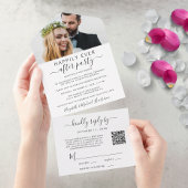 Elegantes Foto QR Code Hochzeitsempfang All In One Einladung