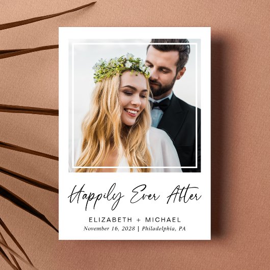 Elegantes Foto QR Code Hochzeitsempfang Einladung