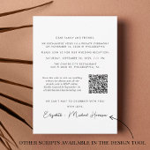 Elegantes Foto QR Code Hochzeitsempfang Einladung