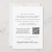 Elegantes Foto QR Code Hochzeitsempfang Einladung (Rückseite)