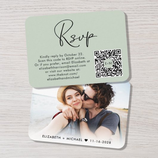Elegantes Foto QR Code Hochzeitssage UAWG Begleitkarte