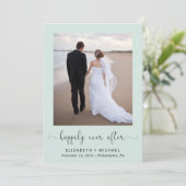 Elegantes Foto QR Code Mint Hochzeitsempfang Einladung (Stehend Vorderseite)