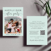 Elegantes Foto QR Code Mint Hochzeitsempfang Einladung