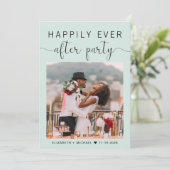 Elegantes Foto QR Code Mint Hochzeitsempfang Einladung (Stehend Vorderseite)