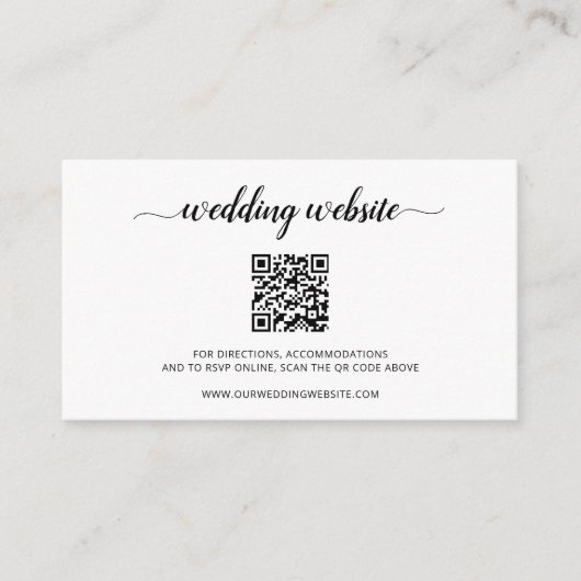 Elegantes Foto QR Code Moderne Hochzeit Begleitkarte (Vorderseite)