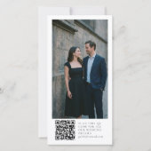 Elegantes Foto-QR-Code-Script Hochzeit Tall White Save The Date (Rückseite)