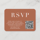 Elegantes Foto QR Code Terracotta Wedding RSVP Begleitkarte (Vorderseite)