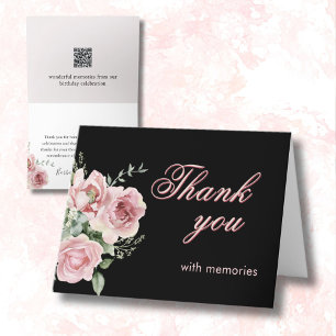 Elegantes Foto QR Link jedes Jahr am Geburtstag Dankeskarte