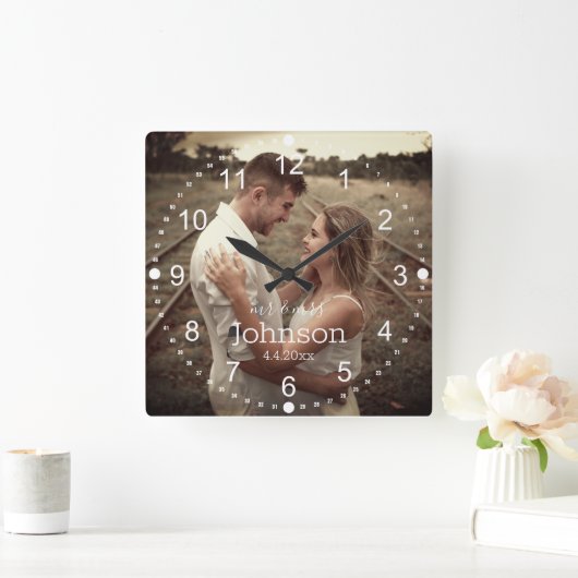 elegantes Foto Quadratische Wanduhr (Zuhause)