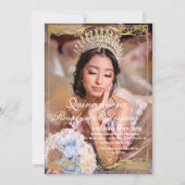Elegantes Foto Quinceanera Gold Einladung (Vorderseite)