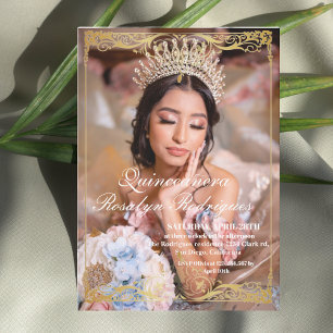 Elegantes Foto Quinceanera Gold Einladung