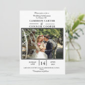 Elegantes Foto-Rahmen Hochzeitsempfang Einladung (Stehend Vorderseite)