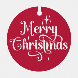 Elegantes Foto Retro Frohe Weihnachten Red Keepake Ornament Aus Metall