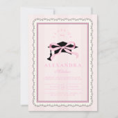 Elegantes Foto Rosa Coquette Bow Abschluss Einladung (Vorderseite)