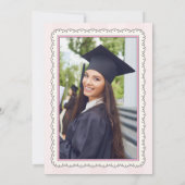 Elegantes Foto Rosa Coquette Bow Abschluss Einladung (Rückseite)