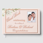 Elegantes Foto Rosa Hochzeit Rose Gästebuch (Vorderseite)