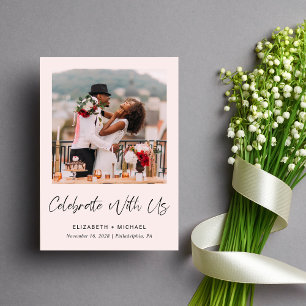 Elegantes Foto Rosa Hochzeitsempfang Einladung