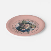 Elegantes Foto Rosa Rose Gold Moderner Abschluss Pappteller (Schrägansicht)