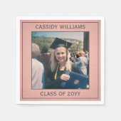 Elegantes Foto Rosa Rose Gold Moderner Abschluss Serviette (Vorderseite)