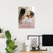 Elegantes Foto Rosa & Schwarz Willkommen bei unser Poster (Heimbüro)