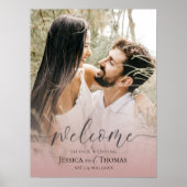 Elegantes Foto Rosa & Schwarz Willkommen bei unser Poster (Vorne)