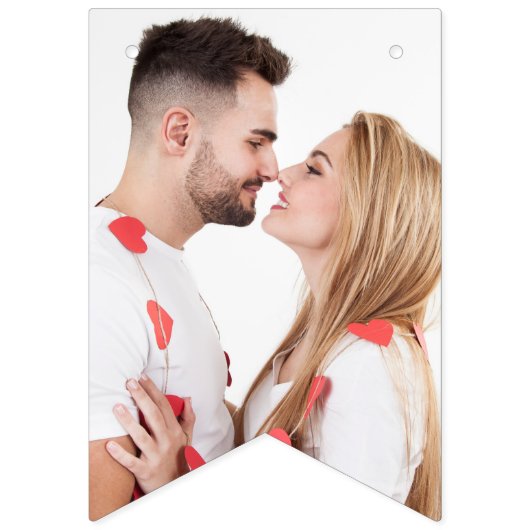 Elegantes Foto Rosa und Rotes Brautparty Wimpelkette (Zweite Fahne)