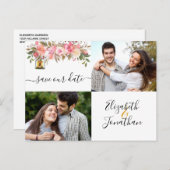 Elegantes Foto Rose Gold Coral Florale Ankündigung (Vorne/Hinten)