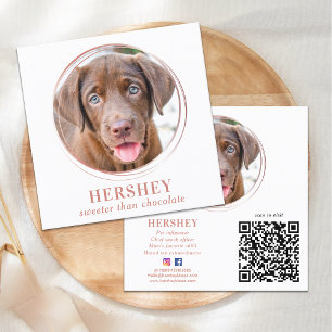 Elegantes Foto Rose Gold Dog Pet Social Media Quadratische Visitenkarte