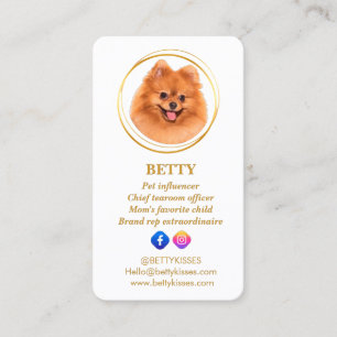 Elegantes Foto Rose Gold Dog Pet Social Media Visitenkarte
