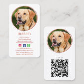 Elegantes Foto Rose Gold Dog Pet Social Media Visitenkarte (Vorne/Hinten)