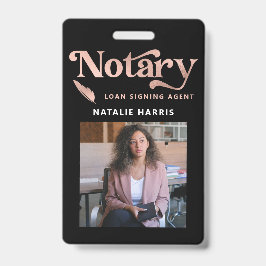 Elegantes Foto Rose Gold Notary Loan Agent Ausweis