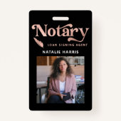 Elegantes Foto Rose Gold Notary Loan Agent Ausweis (Vorderseite)
