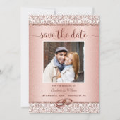 Elegantes Foto Rose Save The Date (Vorderseite)