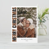 Elegantes Foto Rustikal Kariert Frohe Weihnachten (Stehend Vorderseite)