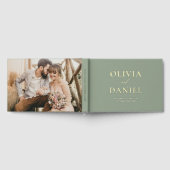 Elegantes Foto Sage Green Gold Moderne Minimalisti Gästebuch (Voll)