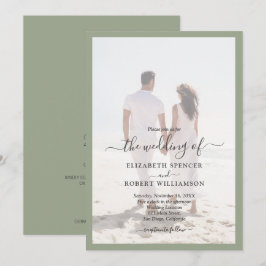 Elegantes Foto Sage Green Wedding Einladung