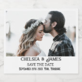 Elegantes Foto Save the Date benutzerdefiniert Schaumweinetikett (Einzelnes Label)