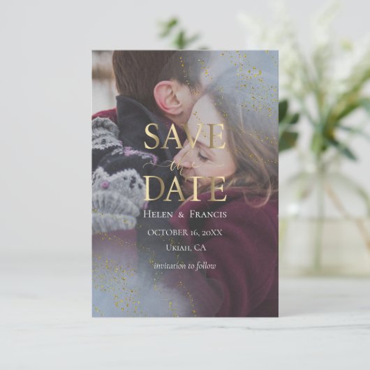 elegantes Foto Save the Date Einladung (Stehend Vorderseite)