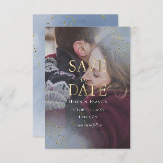 elegantes Foto Save the Date Einladung (Vorne/Hinten)